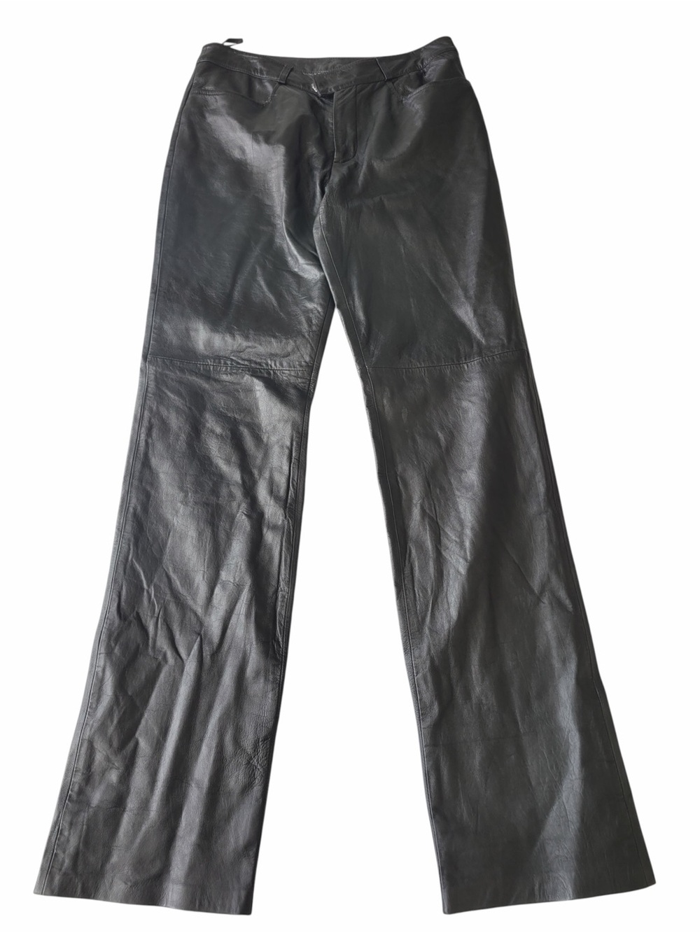 ✅ INC International Concepts Black 100% Leather Boot cut Pants size 6